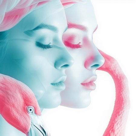 3d rendered illustration of a woman with breast cancer awareness ribbon.の素材