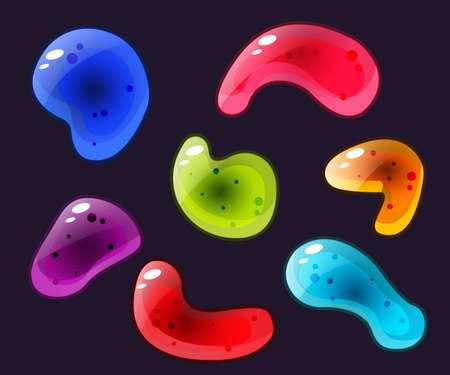 Set of cartoon stones for game design isolated on dark backgroundのイラスト素材