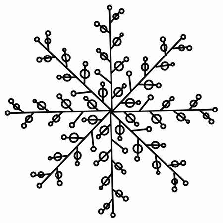 Vector illustration of snowflakes with circles and geometric lines.のイラスト素材
