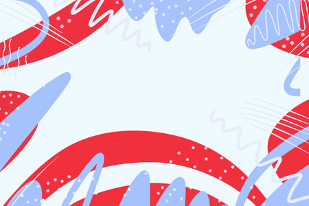 Vector geometric minimalistic background in the flat style. Dynamic composition of abstract red, white and blue elementsのイラスト素材