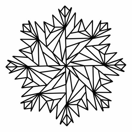 Vector illustration of a geometric snowflake on a white isolated background. Abstract winter pattern for icons, decor and Christmas decorationsのイラスト素材