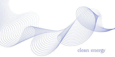 Clean energy. Undulate Purple Wave Swirl, frequency sound wave, twisted curve lines with blend effect. Technology, data science, geometric border pattern. Vector illustration.のイラスト素材