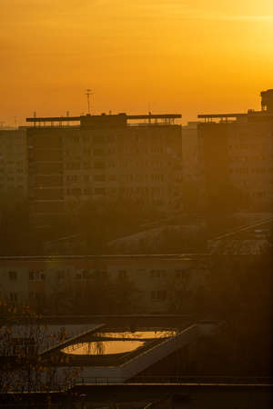 Sunset in the fieldの写真素材