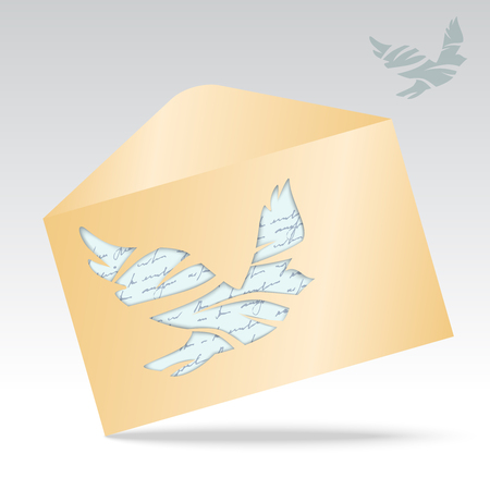 Vector illustration of envelope with pigeon.のイラスト素材