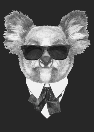 Hand drawn fashion Illustration of Koala. Vector isolated elements.のイラスト素材