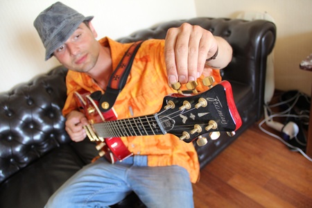 men with  Electric guitarの写真素材