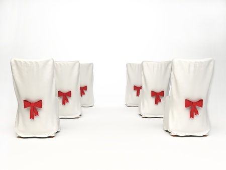 Perspective restaurant chairs. Wedding chairs with bandの写真素材