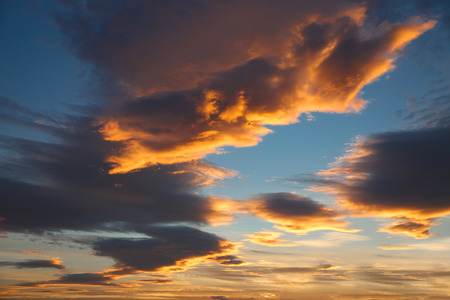 Panorama Sky cloudy sunset background. Wild beauty nature.