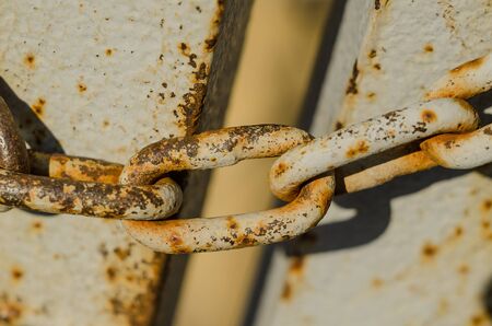 Old metal chain close up.