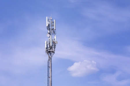 Cellular phone antennas 5G. Technology on the top of the telecommunication tower GSM 4G, 3G....