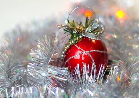 beautiful festive tinsel for Christmas or New Year, beautiful background, closeupの写真素材