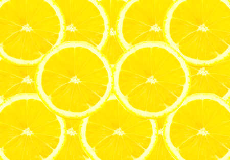 Cutaway fresh lemon fruit food, top view, flat lay. Citrus background, wallpaper.