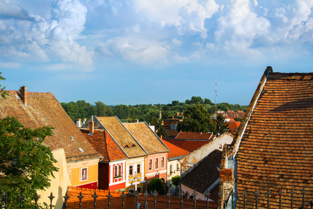 A view over the roofs of Szentendre, a little touristic town near Budapest, Hungary.のeditorial素材