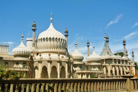 A view to Royal Pavilion (Brighton Pavilion), a royal residence in the 18th century, on sunny summer day. Brighton, East Sussex, UK.  のeditorial素材