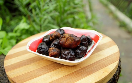 Truffle collected in the forest and piled on a plateの写真素材