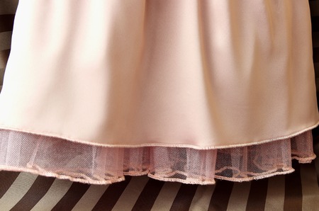 Hem silk dress with tulle skirtの写真素材