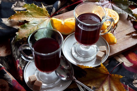 Two glasses with mulled wine.