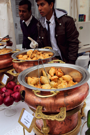 September 8, 2017, Moscow, Russia, Delicious Indian cuisine in the Indian bazaar is presented from the "Darbars" restaurant.のeditorial素材