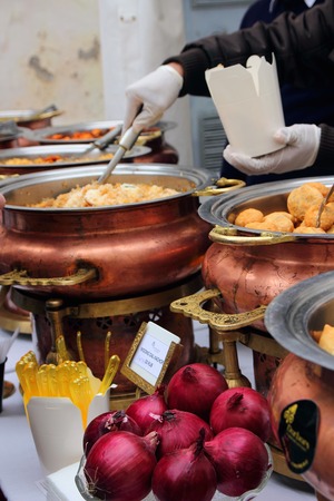 September 8, 2017, Moscow, Russia, Delicious Indian cuisine in the Indian bazaar is presented from the "Darbars" restaurant.のeditorial素材