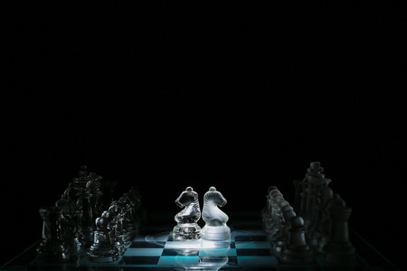 Side view of chess boardの写真素材