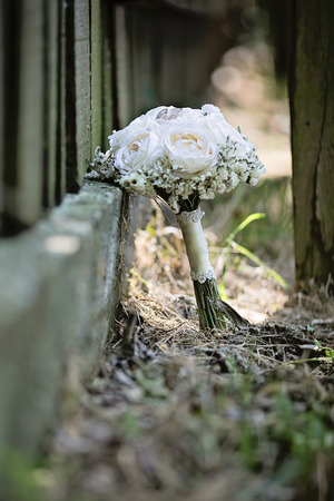 White rustic wedding bouquetの写真素材