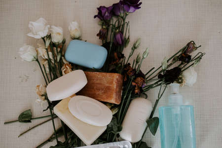 flowers background and soap