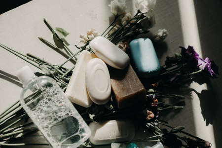 soap on the flowers backgroundのeditorial素材