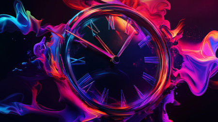 Abstract clock with deformed hands, surreal designの素材