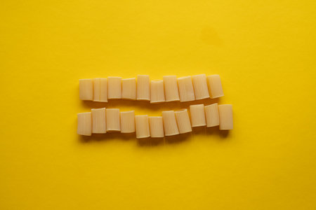 Cannelloni pasta arranged in rowsの写真素材