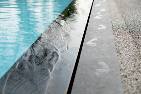 Footprints near the swimming pool.の写真素材