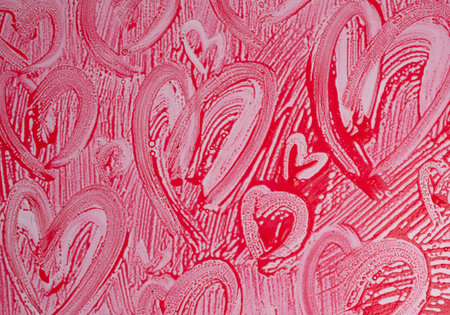 Red background with heart pattern