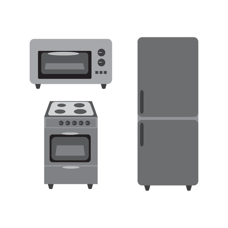 Vector icon electric cooker, microwave, fridgeのイラスト素材
