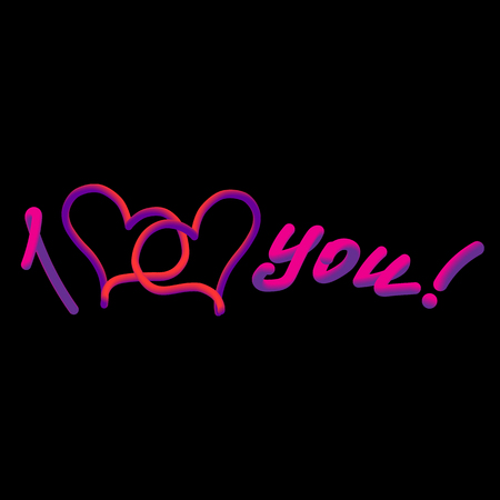 Vector image with the word I love you and two hearts entwined.のイラスト素材