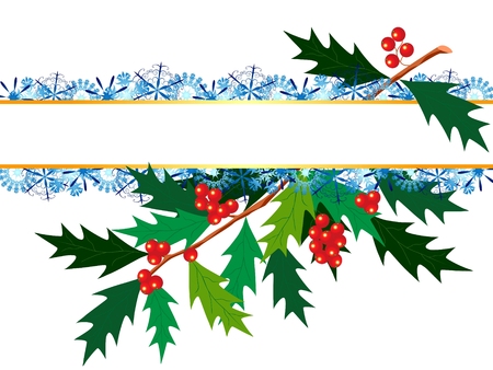 christmas background with holy and snowflakesのイラスト素材