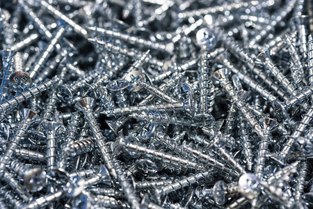 Silver Screws Macro Close Up. Background Pattern.の写真素材