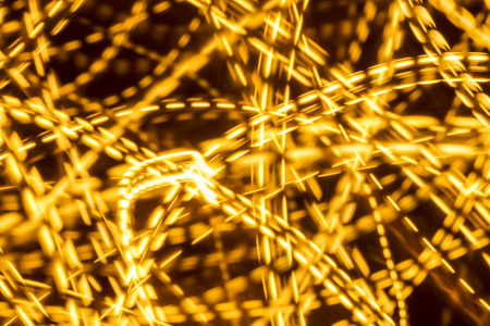 Bright Orange Dashed Line Lights Abstract Backgroundの写真素材