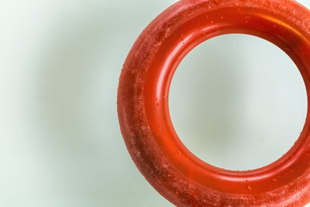 Red Life Ring at the Swimming Pool Close Upの写真素材