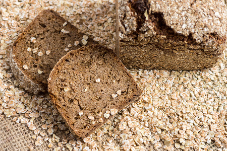 Whole Grain Unleavened Organic Bread with Rye, Oats and Flax Seeds. Healthy Chrono Diet.