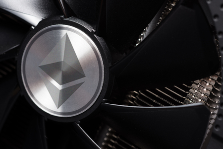 Ethereum Coin Digital Cryptocurrency Mining Rig Farm Using Graphic Cards