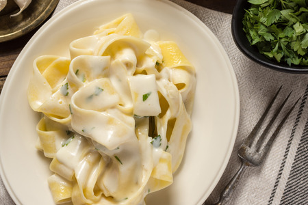 Pappardelle Pasta with Creamy Alfredo Sauceの写真素材