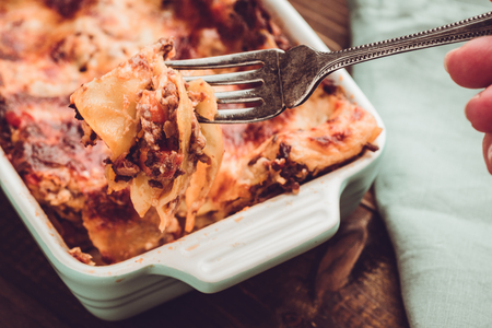 Italian Lasagna Bolognese and Mozzarella Cheeseの写真素材