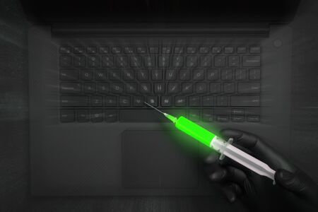 Data Protection Concept. Antivirus Digital Interface. Syringe and Internet Technology Networking...