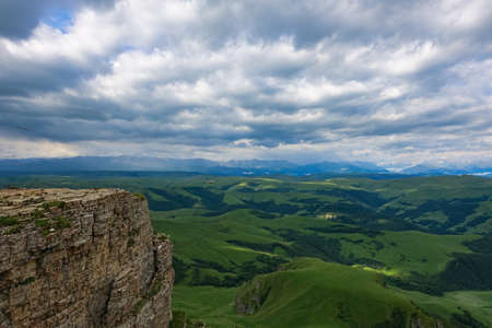 View of the mountains and the Bermamyt plateau in the Karachay-Cherkess Republic.の写真素材