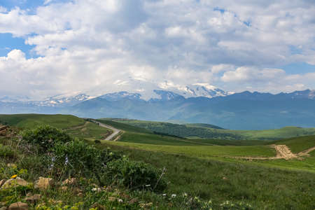The high-mountain road to the tract of Jily-Su. Kabardino-Balkaria. Russia.の写真素材