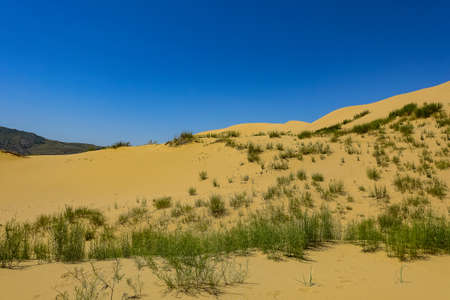 Sand dunes of the Sarykum dune. A natural monument. Dagestan.の写真素材