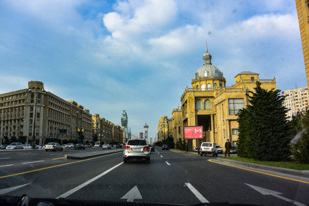 Azerbaijan - 2019. Sights, buildings and streets of Baku. Spring in Baku.のeditorial素材