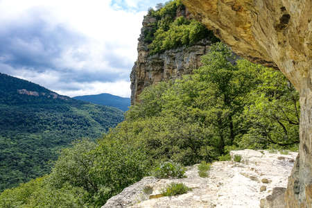 Beautiful scenic landscape of the Caucasus Mountains - Eagle Rocks mountain shelf - Lenin Mountain,...