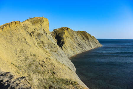 Landscape view of Black Sea coastline near Koktebel resort with Chameleon cape, Crimea.の写真素材