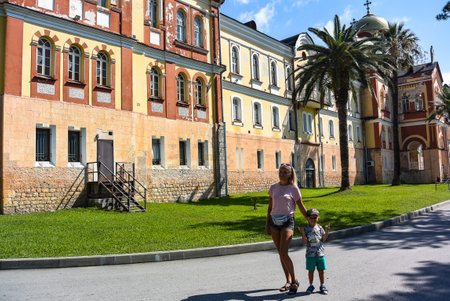 New Athos, Abkhazia, August 2019. People walk near the New Athos Monastery in Abkhaziaのeditorial素材