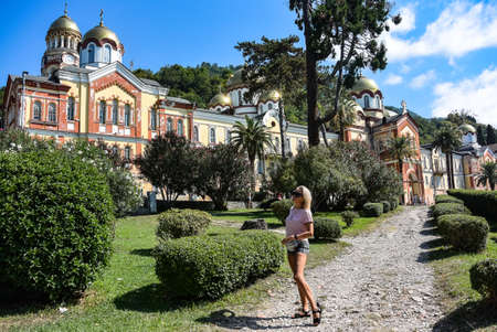 New Athos, Abkhazia, August 2019. People walk near the New Athos Monastery in Abkhaziaのeditorial素材